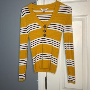 “No Boundaries” Striped Mustard Sweater